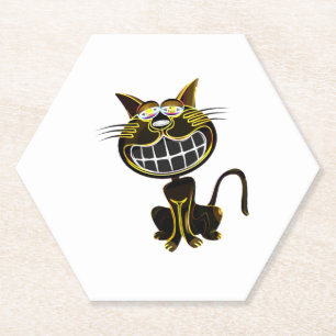DESSOUS-DE-VERRE EN PAPIER CHAT JAUNE ET NOIR CLAIR
