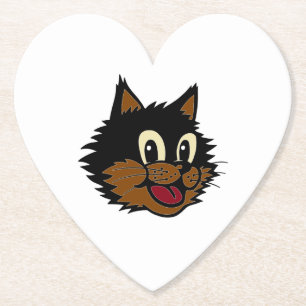 DESSOUS-DE-VERRE EN PAPIER CHAT NOIR TRÈS SOURIANT ET BROWN À COURSE NEUVE