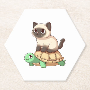 Dessous-de-verre En Papier Chat siamois monte tortue Copie