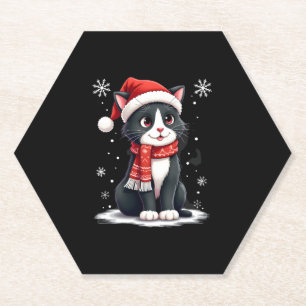 Dessous-de-verre En Papier Chat Tuxedo de Noël Écharpe Santa Ugly Xmas Femmes