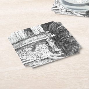 Dessous-de-verre En Papier Château pencilart Monochrome