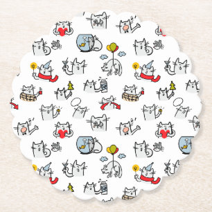 Dessous-de-verre En Papier Chats amusants, lait et magie.
