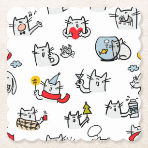 Dessous-de-verre En Papier Chats amusants, lait et magie.