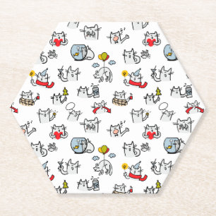 Dessous-de-verre En Papier Chats amusants, lait et magie.