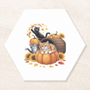 Dessous-de-verre En Papier Chats Automne Citrouilles Thanksgiving Sunflower C