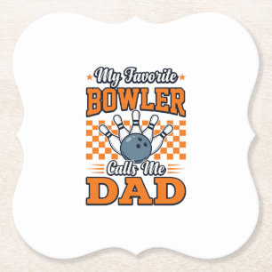 Dessous-de-verre En Papier Chemise de papa de bowling Mon favori Bowler m'app