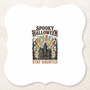 Dessous-de-verre En Papier Chemise Halloween Maison Hantée avec Fantôme Vinta