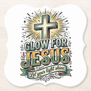 Dessous-de-verre En Papier Chemise vintage de croix chrétienne Glow For Jesus