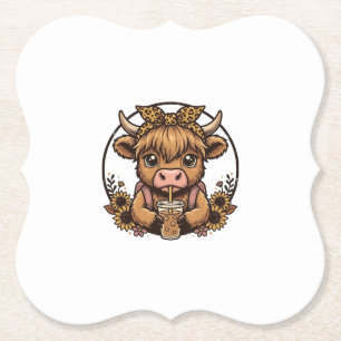 Dessous-de-verre En Papier Chemise Vintage Fleur de Tournesol Café Vache High