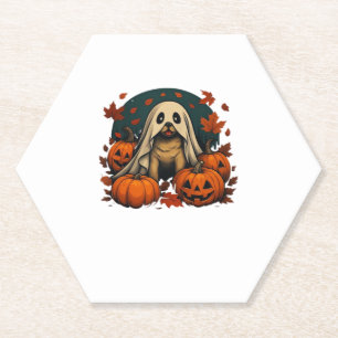 Dessous-de-verre En Papier Chic chien Carlin avec Citrouille Automne Hallowee
