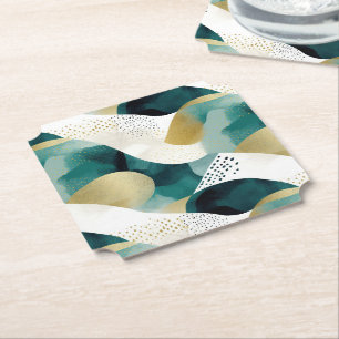 Dessous-de-verre En Papier Chic Gold Green White Abstrait