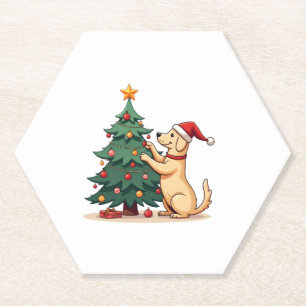 Dessous-de-verre En Papier Chien d'aide à l'arbre de Noël du Labrador