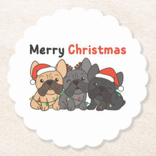 Dessous-de-verre En Papier Chien de Noël Français Chiens de Noël Chiens migno