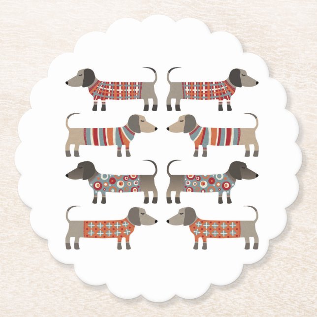Dessous-de-verre En Papier Chien de saucisse Dachshund (Devant)
