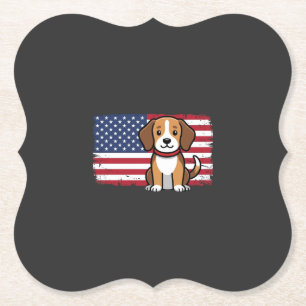 Dessous-de-verre En Papier Chien Drapeau Américain Vectoriel Patriotique