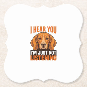 Dessous-de-verre En Papier Chien drôle je vous entends pas écouter Vintage Sh