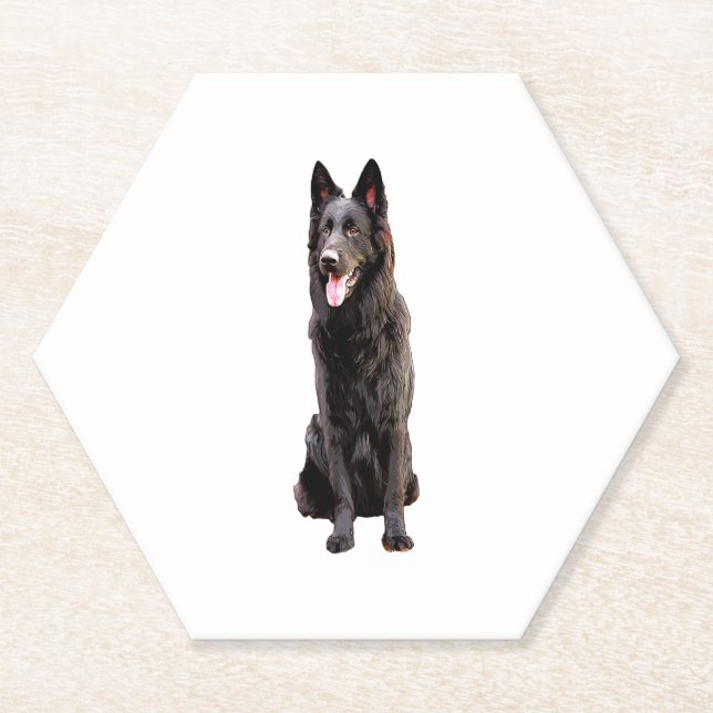 Dessous-de-verre En Papier Chien noir berger allemand (Devant)