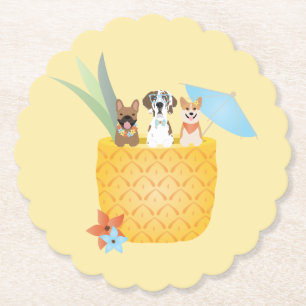 Dessous-de-verre En Papier Chiens d'ananas Pina Colada