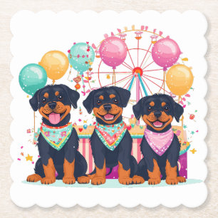 Dessous-de-verre En Papier Chiens Rottweiler À Un Carnaval