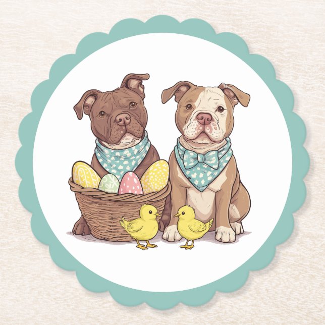 Dessous-de-verre En Papier Chiens taureaux de Pâques (Devant)