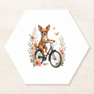 Dessous-de-verre En Papier Chihuahua Vélo Chien Chien Cyclisme