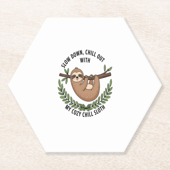 Dessous-de-verre En Papier Chill Sloth, USA Animal (Devant)