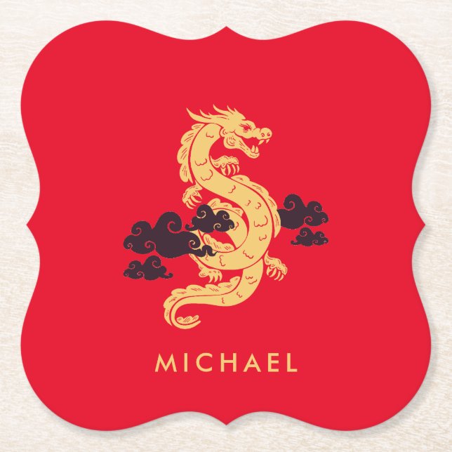Dessous-de-verre En Papier Chinois Lunar New Year Dragon 2024 Personnalisé (Devant)