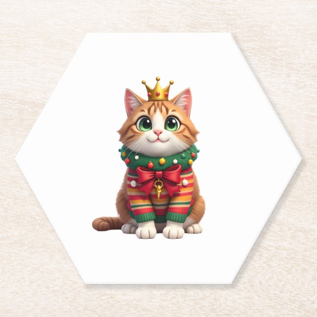 Dessous-de-verre En Papier Christmas Maine Coon American Longhair (4) (Devant)
