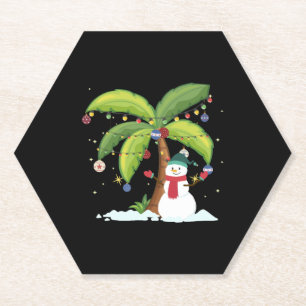 Dessous-de-verre En Papier Christmas Palm Tree And Snowman