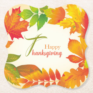 Dessous-de-verre En Papier Citation bon thanksgiving Orange Fall Feuilles Wre