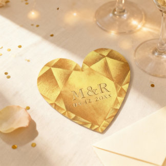 Dessous-de-verre En Papier Citrine doré Aquarelle Cœur Mariage Anniversaire d