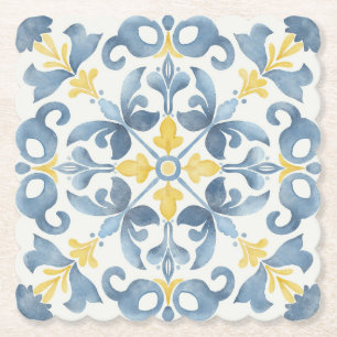 Dessous-de-verre En Papier Citron en carrelage bleu italien