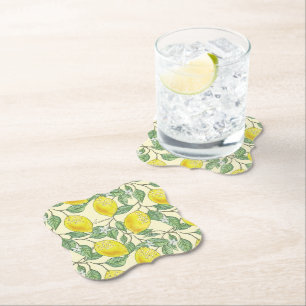 Dessous-de-verre En Papier Citrons vintages Citrons frais Zesty Été Citrus Mo