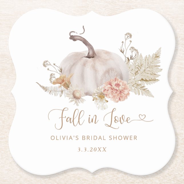 Dessous-de-verre En Papier Citrouille Boho tombe amoureux douche nuptiale (Devant)