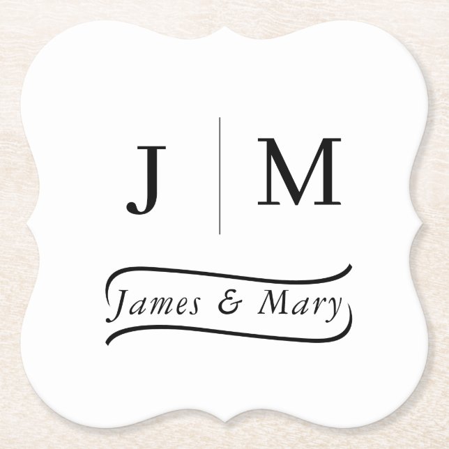 Dessous-de-verre En Papier Classic Monogram Wedding Calligraphy line (Devant)