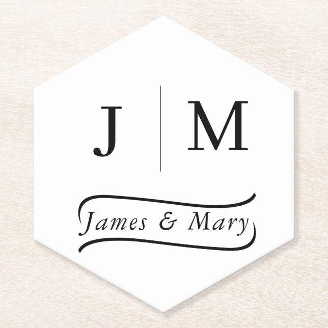 Dessous-de-verre En Papier Classic Monogram Wedding Calligraphy line (Devant)