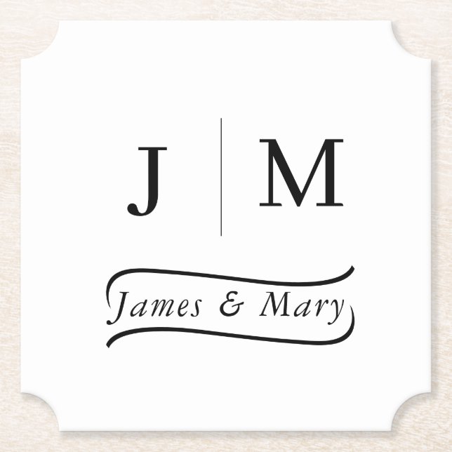 Dessous-de-verre En Papier Classic Monogram Wedding Calligraphy line (Devant)