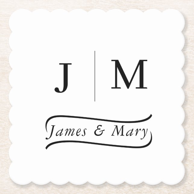 Dessous-de-verre En Papier Classic Monogram Wedding Calligraphy line (Devant)