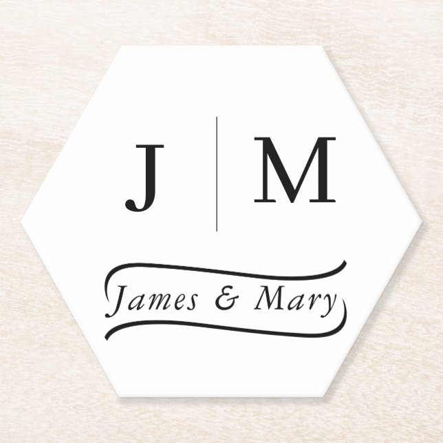Dessous-de-verre En Papier Classic Monogram Wedding Calligraphy line (Devant)