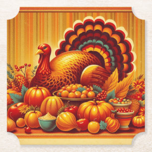 Dessous-de-verre En Papier classique/vintage Thanksgiving Turquie