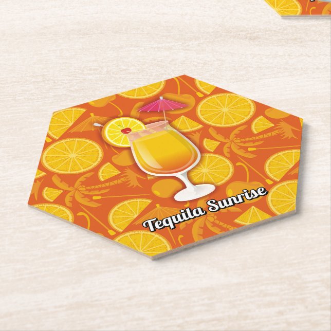 Dessous-de-verre En Papier Cocktail Tequila Sunrise (Incliné)