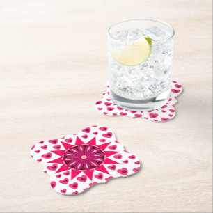 DESSOUS-DE-VERRE EN PAPIER COEUR AMOUR PETITE AMIE FEMME ANNIVERSAIRE DON PAR