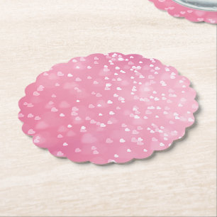 Dessous-de-verre En Papier Cœurs blancs roses Anniversaire