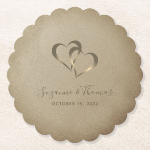 Dessous-de-verre En Papier Coeurs connectés personnalisés Gold