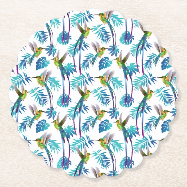 Dessous-de-verre En Papier Colibri à queue longue tropicale (Devant)