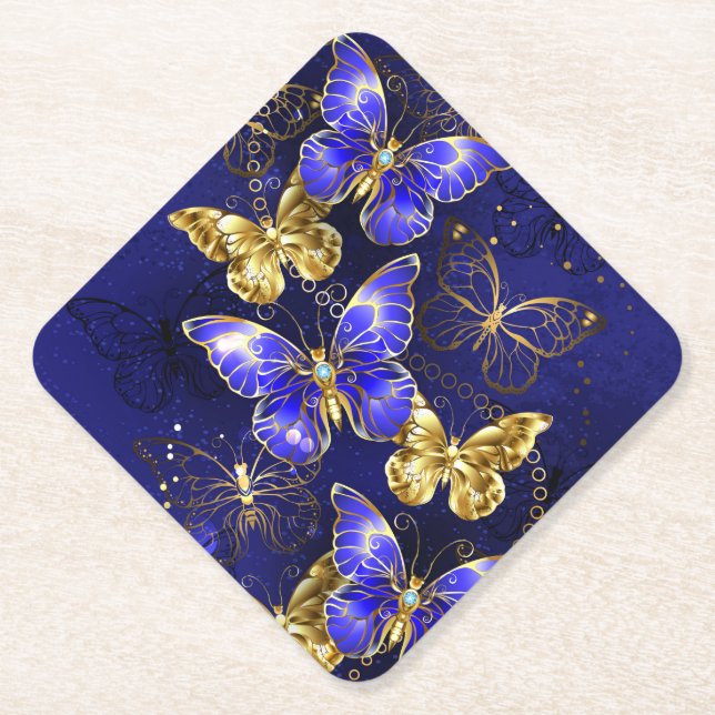 Dessous-de-verre En Papier Composition avec papillons Sapphire (Devant)
