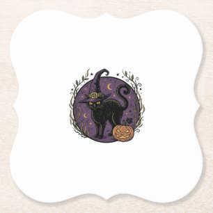 Dessous-de-verre En Papier Conception de chemise vectorielle Halloween Chat S