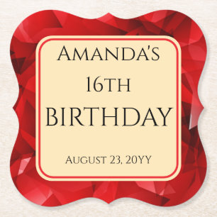 Dessous-de-verre En Papier Conception de cristal abstrait rouge Anniversaire