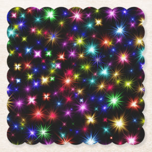 Dessous-de-verre En Papier Conception de feux d'artifice Étoiles Colorées