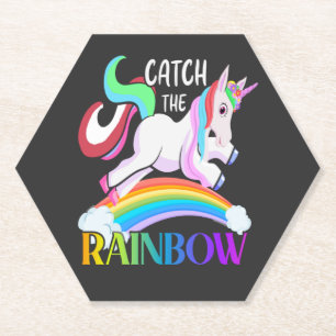 Dessous-de-verre En Papier Conception de licorne arc-en-ciel Catch